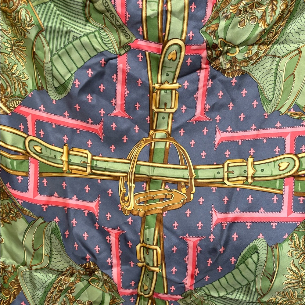 Hermes green silk scarf